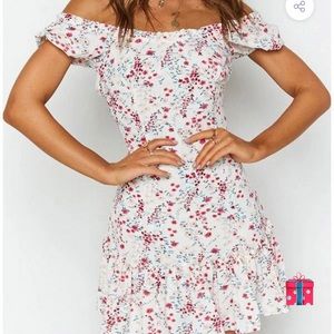 Off the shoulder flower dress-NEVER WORN